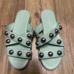 Marc Fisher Women's Green Studded Sandals